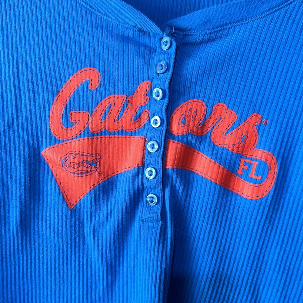 Original Retro Brand Florida Gators Ribbed Henley Shirt Blue Orange XL NCAA